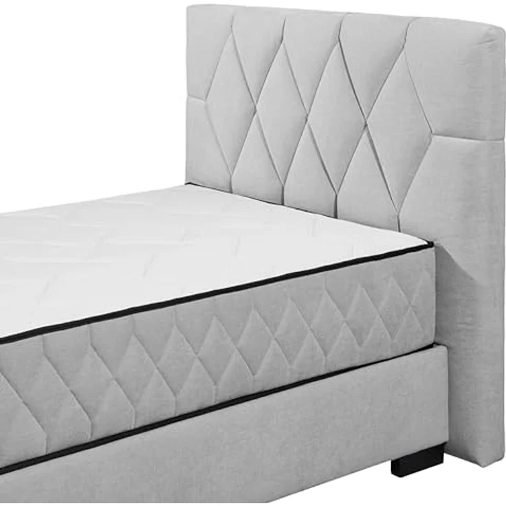Stella Trading NAGOL B Boxbett 120x200, Silber - Bequemes Bett mit Bettkasten und Premium 9-Zonen-Federkern Wendematratze - 145 x 114 x 214 cm (B/H/T) – Bild 7