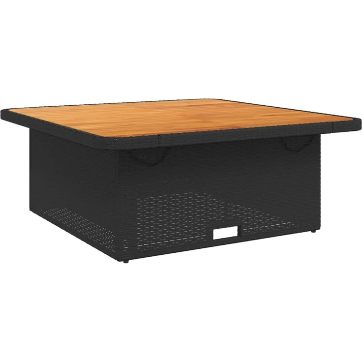 Gartentisch, Beistelltisch, Balkontisch Schwarz 110x110x71 cm Poly Rattan und Akazienholz – Bild 7