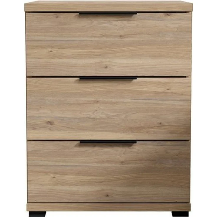 Nachtkommode >SMILLA 2< 3 Schubladen, Mauvella Oak Dekor - 46x61x42cm (BxHxT) – Bild 2