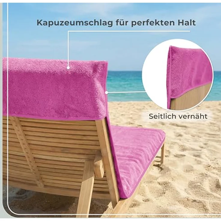 Laynenburg Liegenauflage Frottee Schonbezug aus 100% Baumwolle für Gartenliege, (1 St), Sonnenliege - Liegenbezug mit Umschlag für Standliege in 75x200 cm – Bild 5