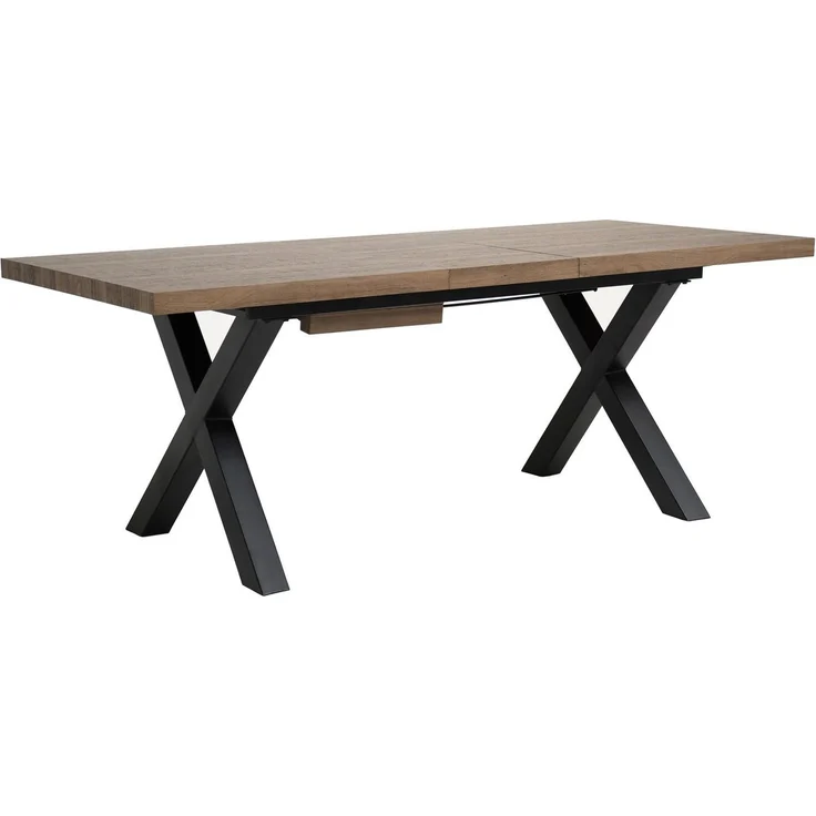 Beautysofa Esstisch TAVERO 160–240 ausziehbar, Synchronauszug (Zwei Dekore zur Auswahl, Massive Optik mit 50 mm starker Tischplatte), X-Metallbeine – Bild 2