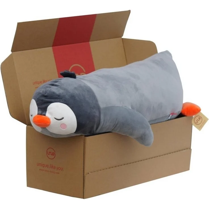 UNUS HOME Seitenschläferkissen Pinguin Kissen, 1-tlg, 50 cm Grau, Lagerungskissen Stillkissen Kissen für Kinder Dekoration extrem weich – Bild 3