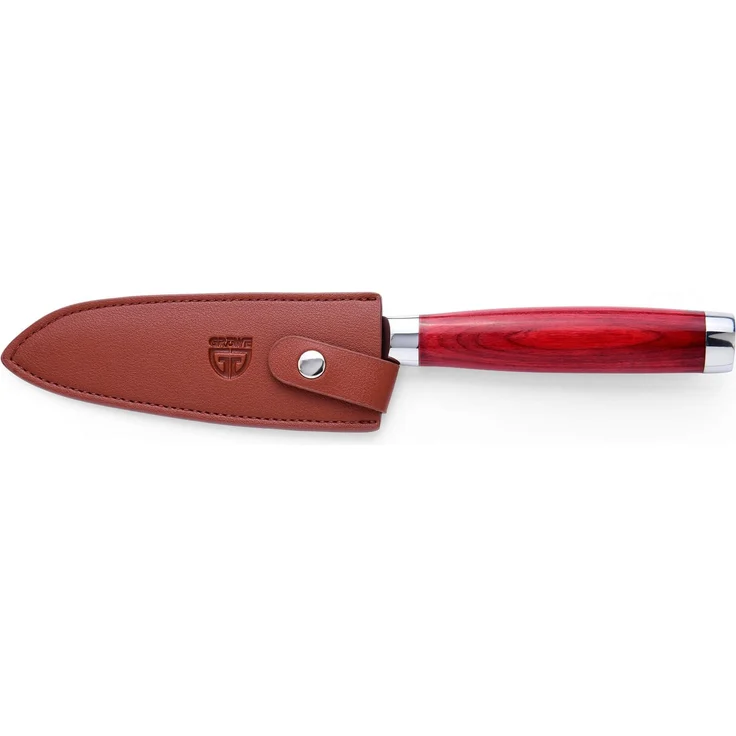 Damaszener Santokumesser 12,5 cm Klinge, GG-10 Stahl mit Hartholzgriff – Bild 3
