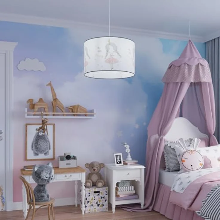 Sollux Lighting Pendelleuchte Princess 30, Kinderlampe mit Prinzessin-Motiv in Pink, 30 cm – Bild 7