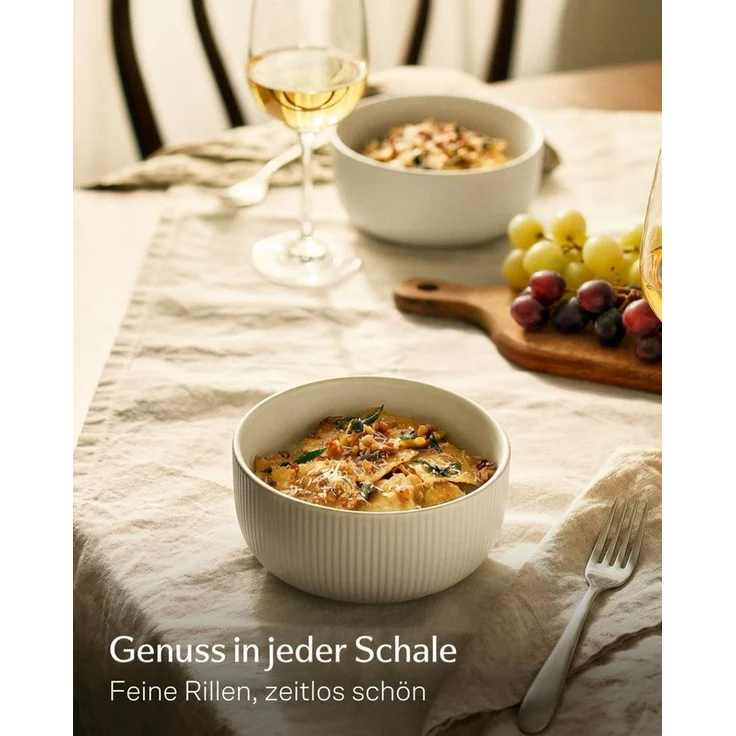 Cosumy Müslischale Müslischalen Set Ø14,5 cm, 4er Set, 700 ml Keramik gestreift, Keramik, (4er Set, 4-tlg), Streifendesign, dickwandige Keramik, stapelbar, spülmaschinenfest – Bild 2