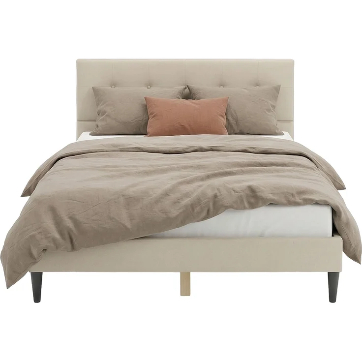 Polsterbett 140x200 cm Beige Doppelbett mit Lattenrost Stoffbett Bett Bettgestell – Bild 9