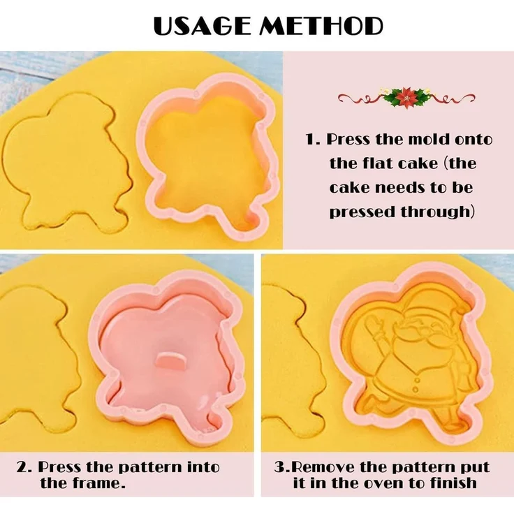 Viilich Weihnachtsausstecher 8-tlg Plätzchen Stempel Cookie Cutter Weihnachten – Bild 3