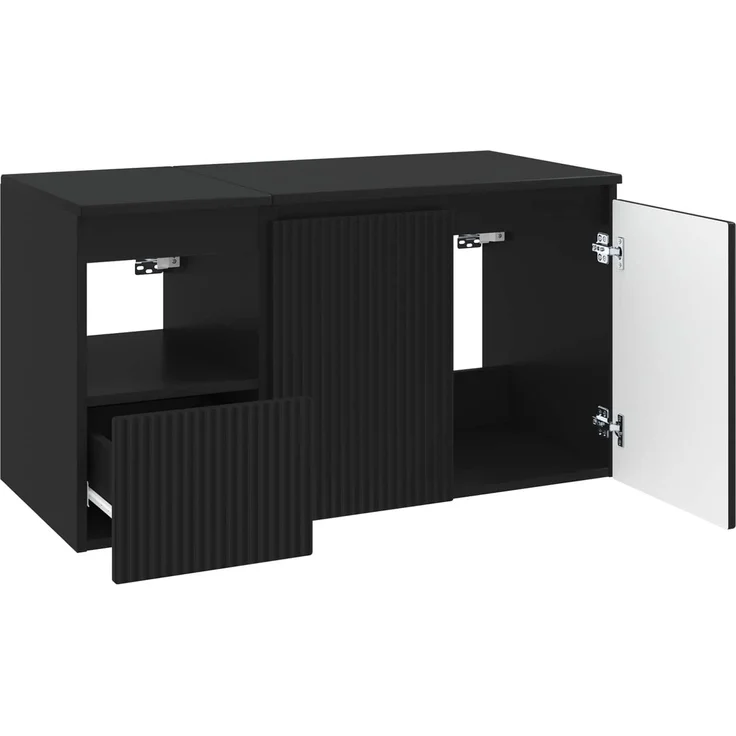 vidaXL Badezimmerschrank-Set 2 stk. Schwarz 92,5 x 44,5 x 50 cm 3404115 – Bild 4
