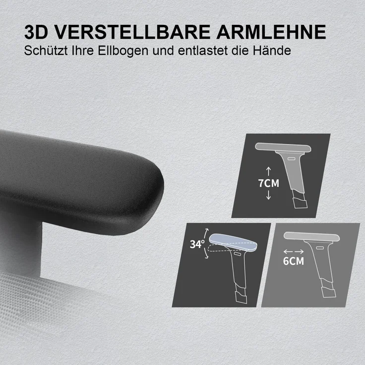 SIHOO Ergonomischer Bürostuhl, Chefsessel mit 3D verstellbare Armlehne und Lendenwirbelstütze, Hautfreundliche Netz-Hochlehne, Schreibtischstuhl bis 150kg/330LB Belastbar, Grau – Bild 6