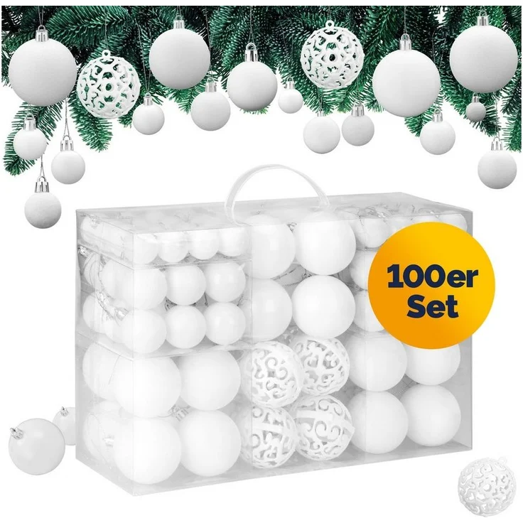 Casaria Weihnachtsbaumkugel (100 St), Weihnachtskugeln 100er Set Weihnachtsdeko matt glänzend glitzer – Bild 1