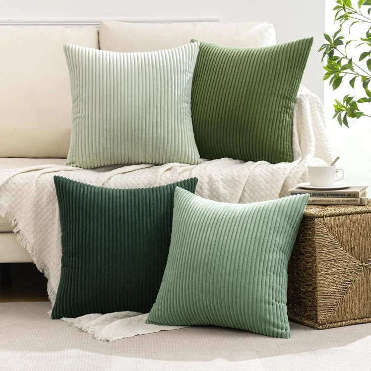 MIULEE Kordsamt Kissenbezug 4er Set 40x40cm Forest Green Serie – Bild 4
