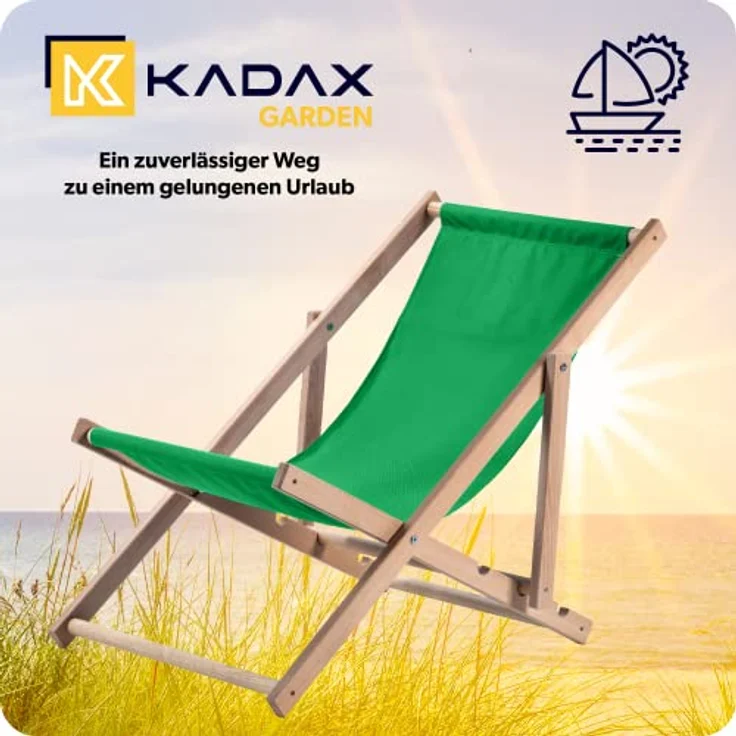 Kadax Holzliegestuhl, Klappstuhl aus Buchenholz, hellgrün, 53x78 cm, 120 kg Tragfähigkeit, Gartenliege – Bild 3