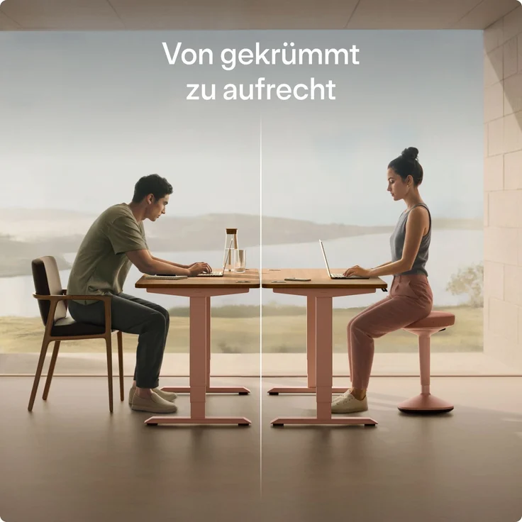 Ergonomischer Balancehocker Desktronic – Höhenverstellbarer Stehhocker für Homeoffice & Stehschreibtisch, Aktivsitz-Hocker mit Wippfunktion, rutschfester Standfuß – Rosa – Bild 3