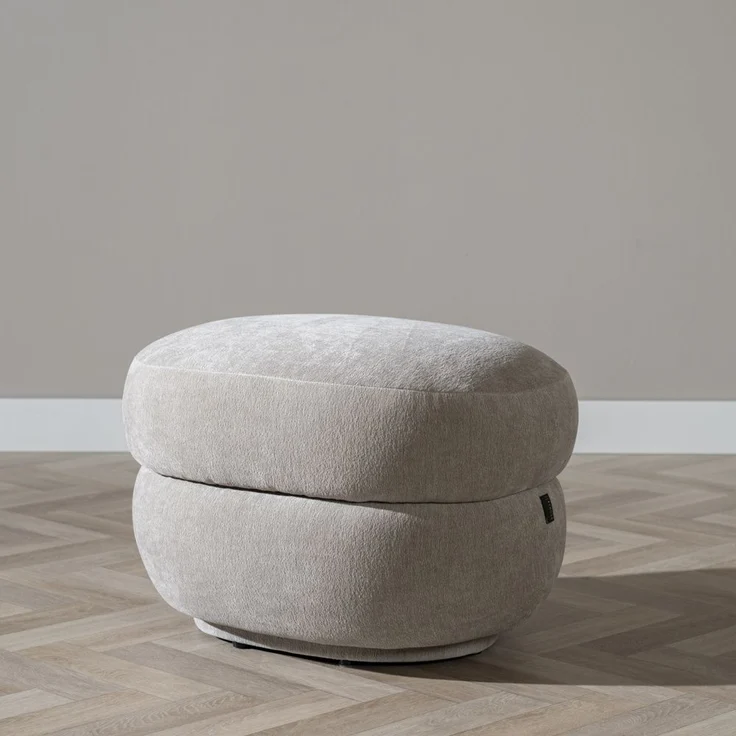 Bronx71 Hocker Mia Chenille taupe oval – Bild 4