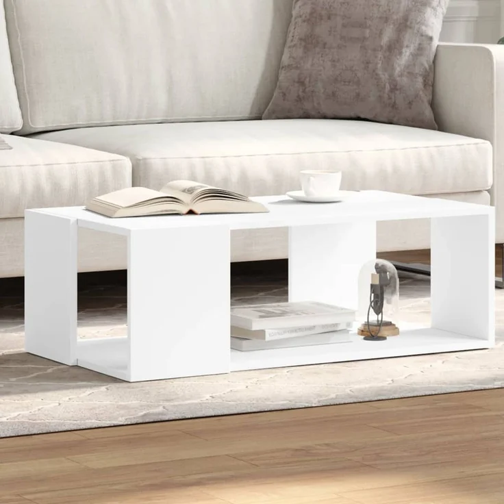 vidaXL Couchtisch Weiß 89,5x48x30 cm Holzwerkstoff 848150 – Bild 1