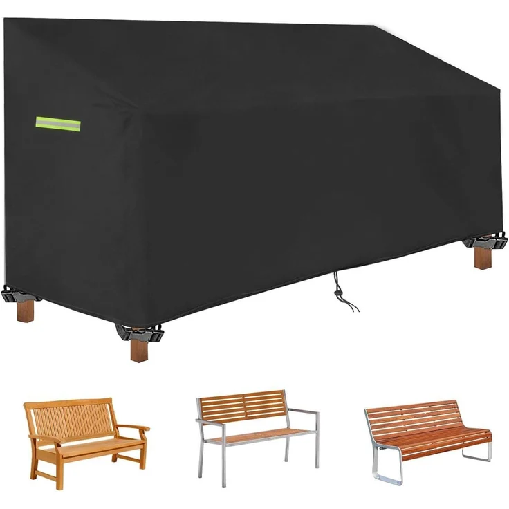 Schutzhülle Gartenbank 2/3 Sitzer Fluoreszierender Kordelzug Schwarz – Bild 1