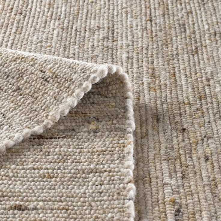 TaraCarpet Wollteppich TaraCarpet Handwebteppich Malmoe, rechteckig, Höhe: 10 mm, Schurwolle Webteppich sand meliert Wohnzimmer Schlafzimmer 070x130 – Bild 3