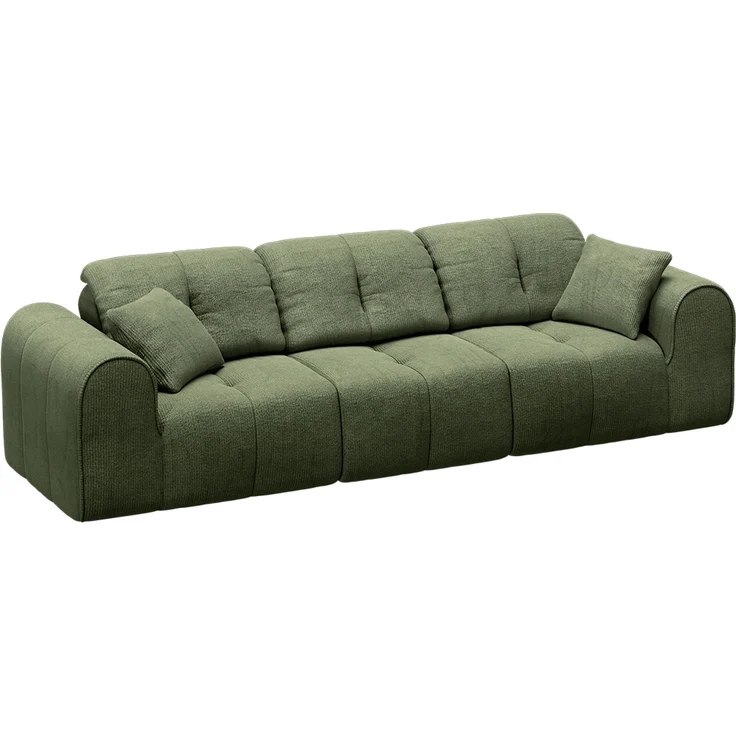 skølm 'Vanaheim' Sofa 3 Sitzer mit 2 Kissen, Cloud Sofa dunkelgrün, Chenille-Stoff, Vollschaumcouch mit Federkern und Vakuum-Kompression, kein Aufbau erforderlich – Bild 11