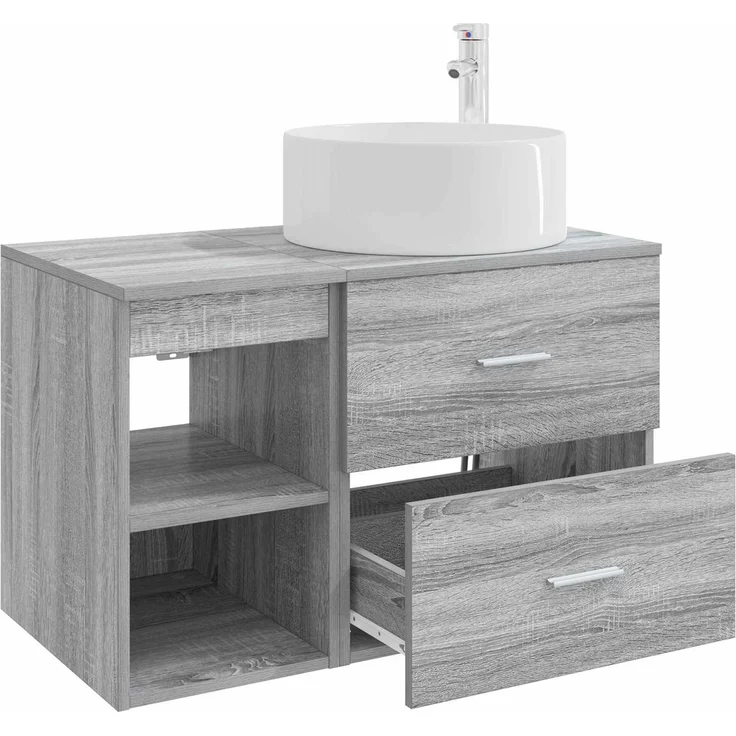 vidaXL Badezimmerschrank-Set 2 stk. Grau Sonoma 79,5 x 44,5 x 80 cm 3403933 – Bild 4