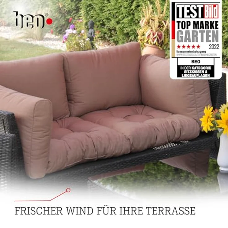 Beo Sitzkissen 50x50 cm wasserabweisend für Lounge Gartenmöbel | Made in EU Lounge-Kissen Anthrazit | Stuhlkissen mit hoher Lichtechtigkeit - UV-Ausbleichschutz | Öko-Tex geprüft schadstofffrei – Bild 5