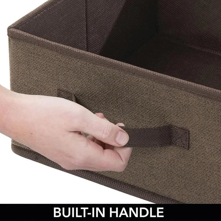 Aufbewahrungsbox Stoffbox 2er Set mit Griff mDesign aus Kunstfaser Braun Box – Bild 6