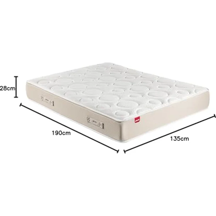 PIKOLIN – Premium-Matratze 135x190 cm, 28 cm Höhe – Hotelmatratze – Taschenfedern Adapt‑Tech® + viskoelastischer Memory-Schaum – 2 Seiten – dreifach hygienische Barriere – gerollt – hergestellt in – Bild 4