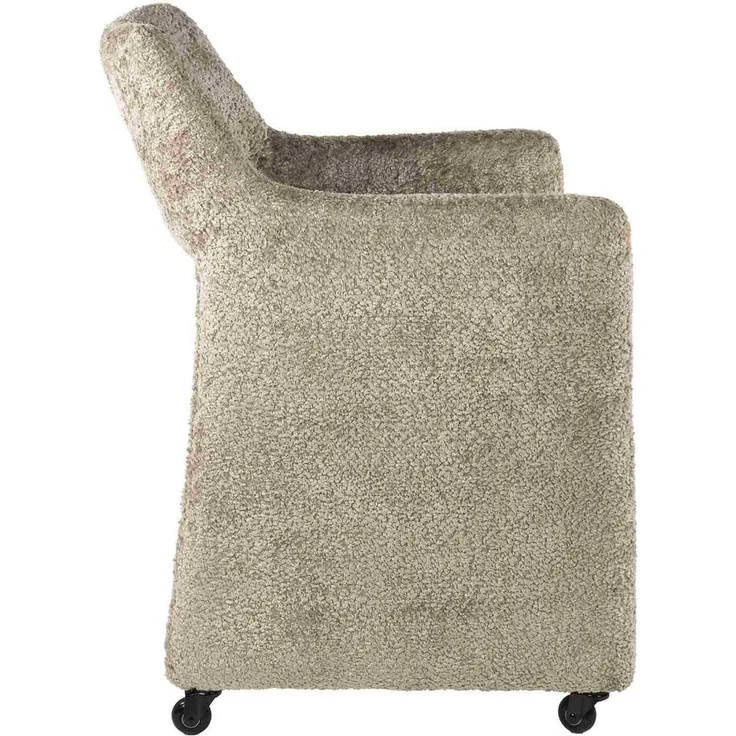 Armstuhl Amro 2er-Set mit Rollen und Teddy-Stoff, Sand – Bild 5