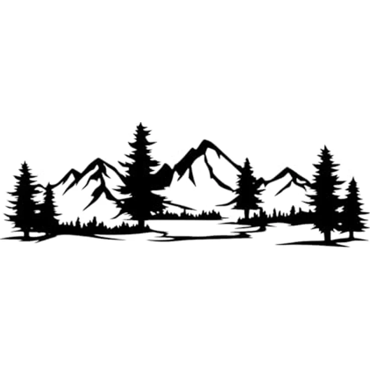 Eyoka 3D Wandbild Berge mit Wald, stilvolle MDF Wanddekoration in Schwarz, modernes Naturmotiv für Wohnzimmer, Schlafzimmer, Büro oder Flur (67x23cm) – Bild 3