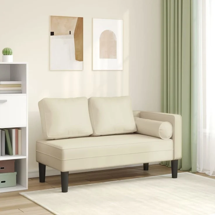 vidaXL Chaiselongue mit Kissen Creme Kunstleder, 116,5 x 62 x 57,5 cm – Bild 1