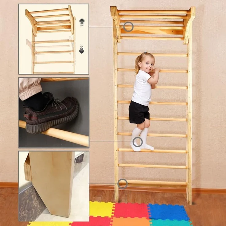 CCLIFE Kletter-Trainingsgerät Klettergerüst für kinder outdoor Sprossenwand Turnwand Holz – Bild 6