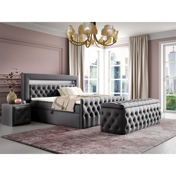 Polsterhocker mit Stauraum ERNESTO 140x50x45 cm Elisa Velvet Anthrazit – Bild 5