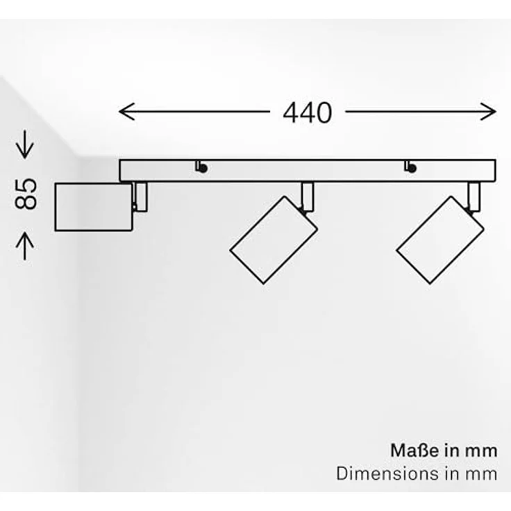 BRILONER - Deckenlampe schwenkbar, GU10 Fassung, max. 9 W, Deckenleuchte, Lampe, Wohnzimmerlampe, Schlafzimmerlampe, Küchenlampe, Deckenstrahler, Deckenbeleuchtung, Flurlampe, 44 cm, Beige – Bild 9