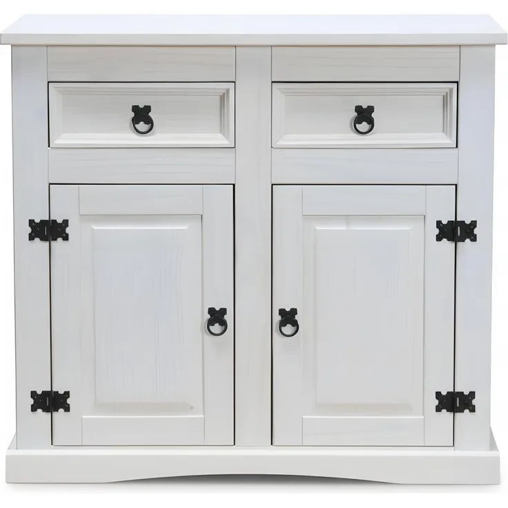 "New Mexiko" Sideboard Mexico 2 Schubladen + 2 Türen Kommode Schrank weiß