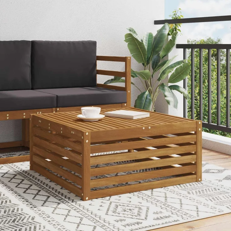 vidaXL Tisch für Outdoor Massivholz Akazie Natur 79 x 79 x 37 cm 900556 – Bild 1