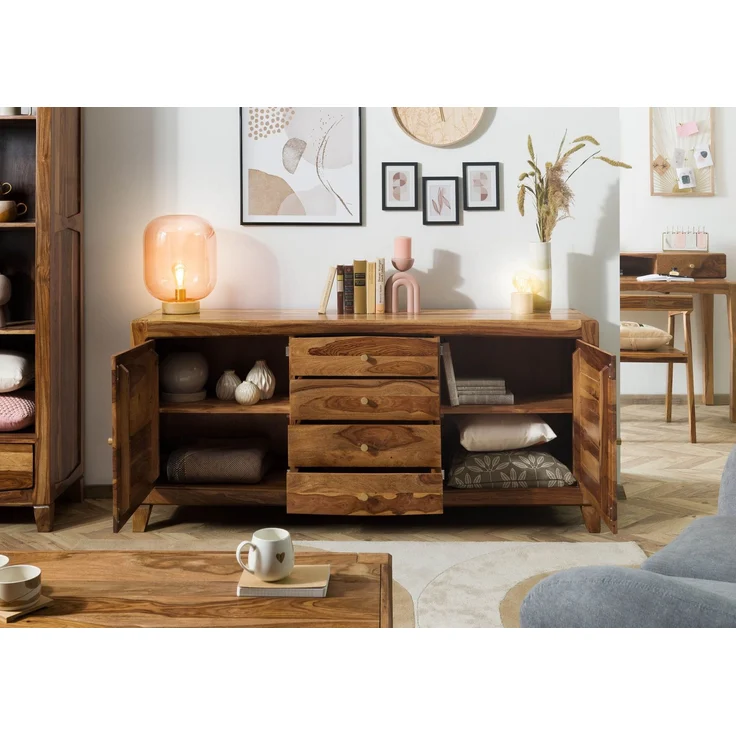 Sideboard Sheesham 175 x 45 x 80 braun lackiert ANCONA #123 – Bild 4
