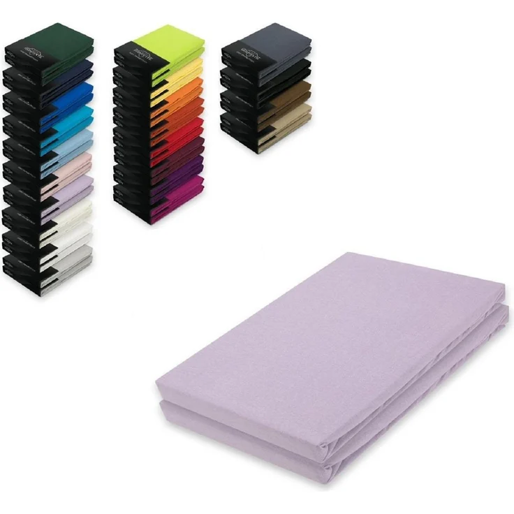 Doppelpack Jersey Spannbettlaken 120 x 200 cm Flieder – Bild 1