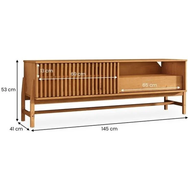 IDIMEX Lowboard ADAMO, Sideboard 145 cm aus Massivholz mit Lamellen-Schiebetür Eiche Finish – Bild 4