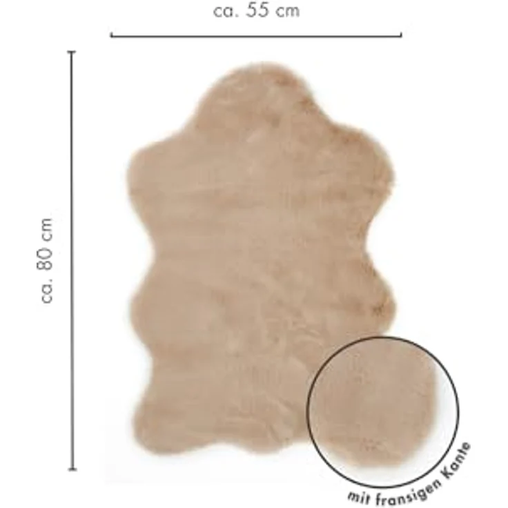 -LUXOR- living Fellteppich Coste gemütlicher weicher Hochflor Kunstfell Teppich 55 x 80 cm Taupe – Bild 3