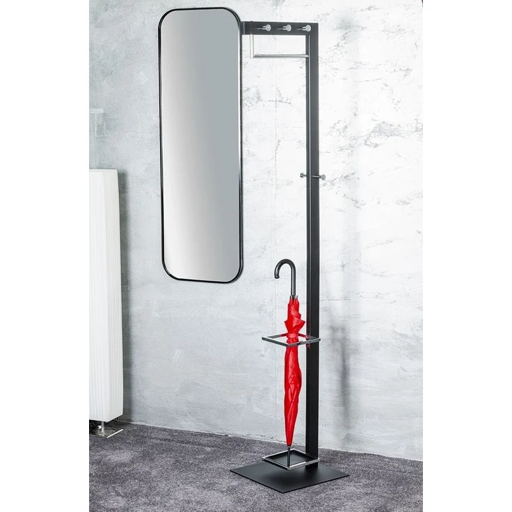 Garderobenständer >54553< in chrom, schwarz, Metall - 35x175x41cm (BxHxT) – Bild 6