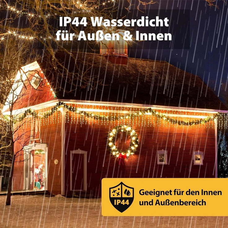 SALCAR 6x1 m Eisregen LED Lichtervorhang Außen Innen, 300er LED Lichterkette Fenster Weihnachten, Weihnachtsbeleuchtung Hängend mit 9 Modi und Memory-Funktion, Warmweiß – Bild 4
