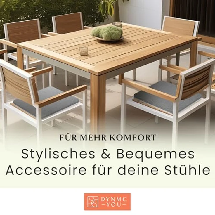 DYNMC you Sitzkissen Stuhlkissen 40x40 - Eckig Set Mittelhart, Sitzkissen Bank Memory Schaumstoff - Sitzpolster Stuhl – Bild 4