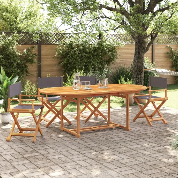 vidaXL Klappbare Gartenstühle 4 Stk. Dunkelgrau Stoff 3208913