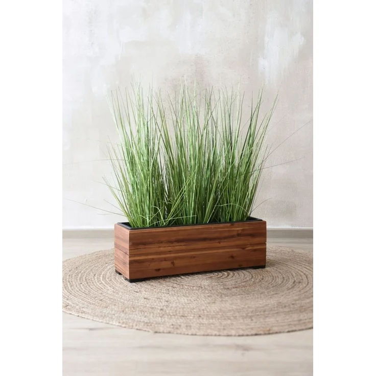 VIVANNO Balkonkasten Holz KAJIX Kasten - Haselnussbraun Gestreift (1 St), 61x20x21 cm – Bild 3