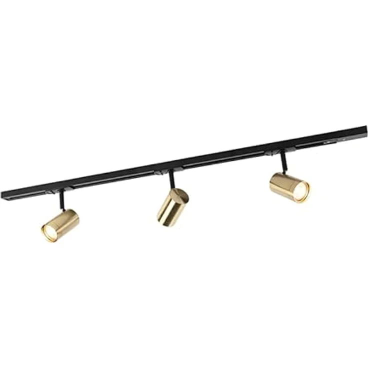 Qazqa Iconic Jeana Schienensystem Lampen Komplettset, 3-flammig, Schwarz Gold, 100cm, dimmbar, GU10 Fassung – Bild 1