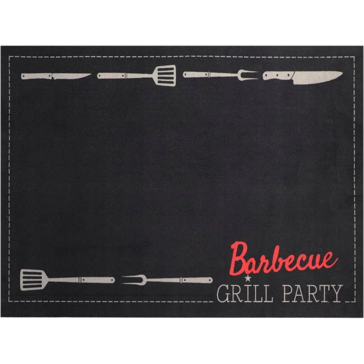 Primaflor-Ideen in Textil Fußmatte BBQ Grillunterlage GRILL PARTY, Made in Belgium, rechteckig, Höhe: 5 mm, Grillmatte ideal als Bodenschutz, ruschhemmend, waschbar – Bild 1
