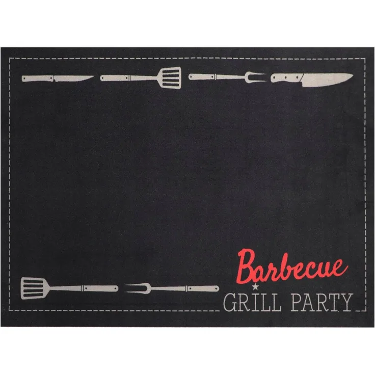 Primaflor-Ideen in Textil Fußmatte BBQ Grillunterlage GRILL PARTY, Made in Belgium, rechteckig, Höhe: 5 mm, Grillmatte ideal als Bodenschutz, ruschhemmend, waschbar