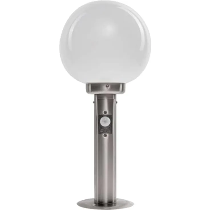 Lindby Edelstahl Sockelleuchte mit Bewegungsmelder, 45 cm, IP44, witterungsbeständig, E27 Fassung für LED Leuchtmittel