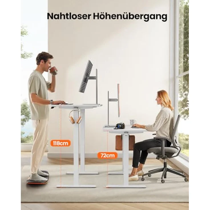 ErGear Elektrisch Höhenverstellbarer Schreibtisch 140x70 cm, Schreibtisch Höhenverstellbar mit 4 Memory-Funktion, Gaming Tisch mit Vierteilige Tischplatte – Bild 4