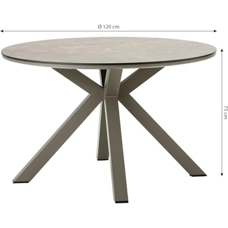 Dehner Gartentisch Marseille, 4 Sitzplätze, Ø 120 cm, Höhe 75 cm, Aluminium / Kunststoff, stilvoller Dining-Tisch, witterungsbeständig und robust – Bild 5