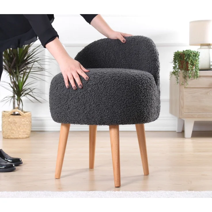 Hanah Home 'Rufmee - Dark Grey' Pouffe, Dunkelgrau, 46 x 64 x 46 cm – Bild 3